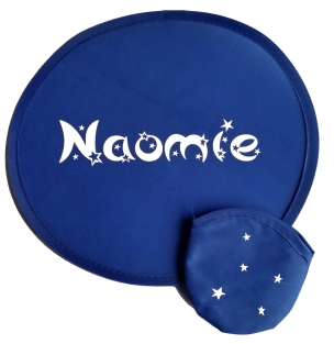 Blauwe opvouwbare frisbee gepersonaliseerd